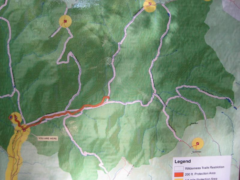 PemiTraverse (34).JPG - The map on the board shows most of the trails we followed during our traverse.
